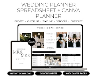 Wedding Planner Spreadsheet & Wedding Day Binder Bundle, Excel Google Sheets Wedding Planner, Canva Wedding Binder, Budget, Itinerary