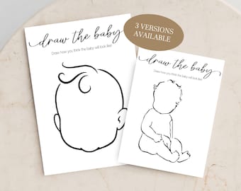 Baby Shower Game Draw The Baby Minimalist Baby Shower Game Draw Baby Game Baby Shower Activity Printable Cards Instant Download Printable