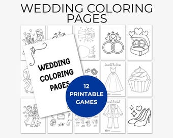 Wedding Coloring Book Template, Wedding Activity Book for Kids,Printable Wedding Coloring Book, Table Wedding Coloring Pages, Canva Template
