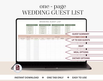Wedding Guest List Tracker | Google Sheets Template (Digital Download)