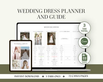 Wedding Dress Comparison Spreadsheet & Canva Mood Board Planner, Wedding Dress Organizer, Bridal Style Planner, Google Sheets