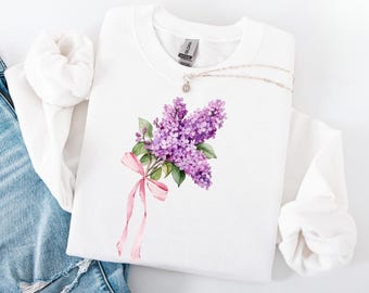 Lilac Bouquet Bow png Lilac Pastel Flowers svg Summer Flowers Watercolor Mother&#39;s Day Gift Wild Flower svg Floral Bouquet svg Wildflower svg