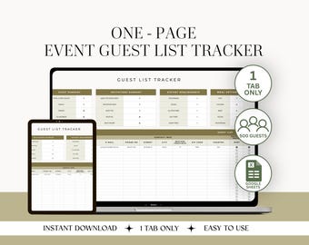 Party Guest List Spreadsheet: Event Guest Tracker (Digital Download)