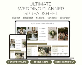 All-In-One Wedding Planner Spreadsheet, Wedding Budget Spreadsheet, Wedding Googlesheets Budget, Wedding Planning Checklist Excel, Seating