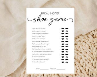 Wedding Shoe Game Printable 5x7 Bride and Groom Question Game Activity for Wedding Guests Bridal Shower Shoe Game Printable Game