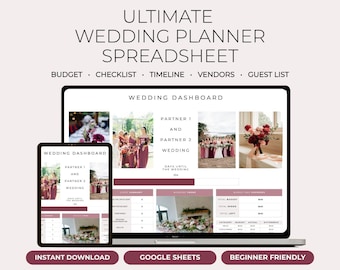 Wedding Planning Spreadsheet Budget Tracker Guest List Timeline Checklist Itinerary Seating Plan Venue Vendor Event Organizer Google Sheets
