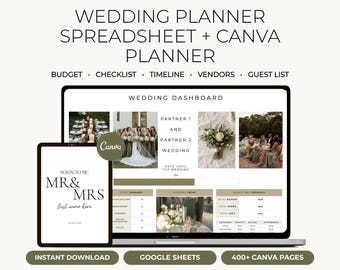 Ultimate 400 Page Wedding Planner Bundle Customizable Canva Template Digital Download