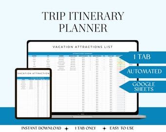 Travel Planner Travel Itinerary Template Trip Planner Google Sheets Vacation Planner Holiday Budget Spreadsheet Checklist Packing List Guide