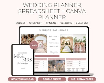 Ultimate Wedding Planner Bundle: Google Sheets & Canva Templates Digital Download