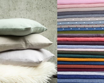 Slopen van zacht linnen met ritssluiting, kussensloop van zacht linnen, linnen kussenslopen in 58 kleuren en 36 maten, kussenhoes