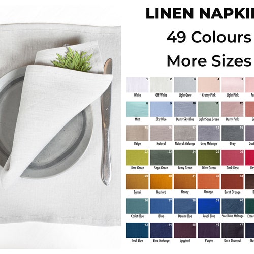 Linen Napkins Sets in Various Colours and Sizes. Cocktail Etsy