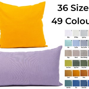 49 colours Linen pillowcase, Custom colour and size pillow cover, Pillow case with back envelope closure