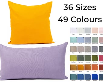Taie d'oreiller en lin 49 couleurs, couleur et taille de taie d'oreiller personnalisées, taie d'oreiller avec fermeture à enveloppe arrière