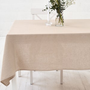 Nappe en lin beige, serviettes beiges, sets de table beiges. Linge de table carré, rectangulaire pour les tables de mariage image 2