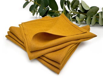 MUSTARD LINEN Napkins in various sizes, Cocktail napkins, Tea Napkins, Wedding Napkins, Reusable Washable Zero Waste Rustic Napkins