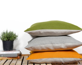 Double sided colour Linen pillowcase, Double side Linen Pillow cover, Linen Pillow cases in 49 colours, Linen Pillow covers 36 sizes