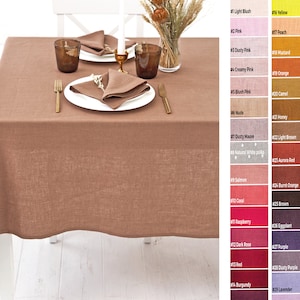 Light Brown Linen Tablecloth, Light Brown Napkins, Light Brown Placemats. Square, rectangular Table Linens  in various colors and sizes
