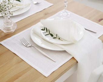 Manteles individuales de lino de varios colores y tamaños. Conjuntos de manteles individuales de lino 1, 2, 4. Manteles individuales de lino blanco, manteles individuales de lino personalizados para decoración de mesa