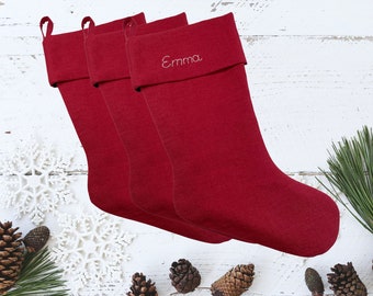 Christmas Stocking Personalized, Custom Christmas Stocking, Family Stockings, Hand Embroidered Stockings, Embroidered Christmas stocking