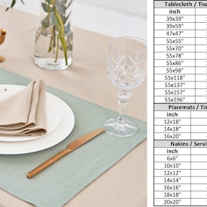 Beige Linen Tablecloth, Beige Napkins, Beige Placemats. Square, rectangular Table Linens for Wedding, Christmas and tables in many colors image 8