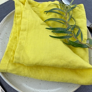 LINEN YELLOW NAPKINS in various sizes, Cocktail napkins, Tea Napkins, Lunch Napkins, Dinner Napkins, Wedding Napkins, illuminating Napkins