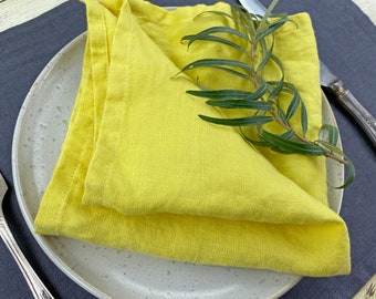 LINEN YELLOW NAPKINS in various sizes, Cocktail napkins, Tea Napkins, Lunch Napkins, Dinner Napkins, Wedding Napkins, illuminating Napkins
