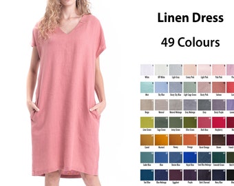 Linen Dress with pockets BELLA, Summer dress, Sunday dress