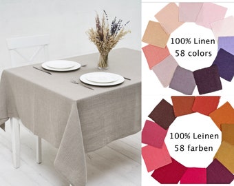 Natural Linen Tablecloth, Napkins, Placemats. Square, rectangular Table Linens for Wedding, Christmas and dining tables in many colors