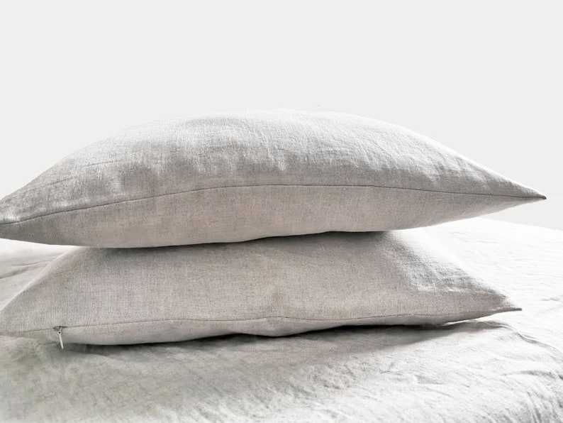 Softened Linen pillowcase with zipper closure, Softened Linen Pillow cover, Linen Pillow cases in 58 colours and 36 sizes, Cushion Cover image 2
