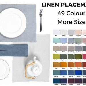Various Size Linen placemats. Linen placemat sets 1, 2, 4. Custom linen placemats for table decor. Table linen decor.
