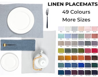 Verschillende maten linnen placemats. Linnen placemat sets 1, 2, 4. Aangepaste linnen placemats voor tafeldecor. Tafellinnen decor.