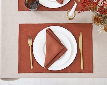 46 Colours Various Size Linen placemats. Linen placemat sets 1, 2, 4. Custom linen placemats for table decor