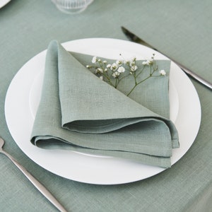 LINEN Light Sage Green Napkins in various sizes, Cocktail napkins, Tea Napkins, Wedding Napkins, Reusable Washable Zero Waste Rustic Napkins