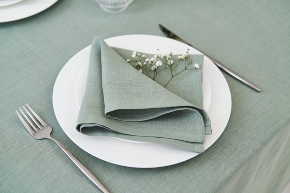 Sage Green Linen Napkins and Placemats for Wedding Cloth 