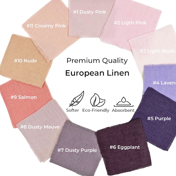Linen fabric swatches, 58 different colours