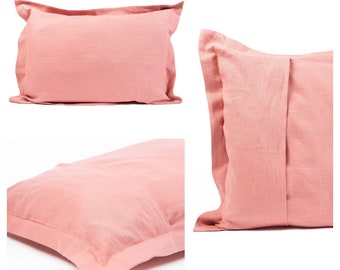 Linen Oxford style pillow cover, Oxford style Linen sham, Oxford style linen pillow case, Linen Pillowcases available in 46 colours