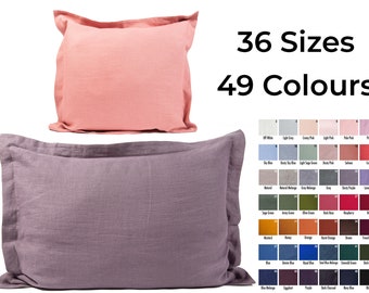 Linen Oxford style pillowcase, Oxford style Linen sham, Oxford style linen pillow cover, Linen Pillowcases available in 49 colours