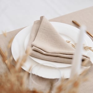 Beige Linen Tablecloth, Beige Napkins, Beige Placemats. Square, rectangular Table Linens for Wedding, Christmas and tables in many colors image 6