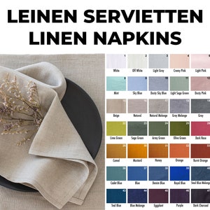 Linen Napkins sets in various colours and sizes. Cocktail napkins. Tea Napkins. Lunch Napkins. Dinner Napkins. Large Dinner Napkins