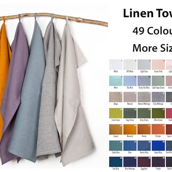 Linen kitchen towels. Linen Tea towel. Linen Hand towel. Linen dish towel available in 49 colors.