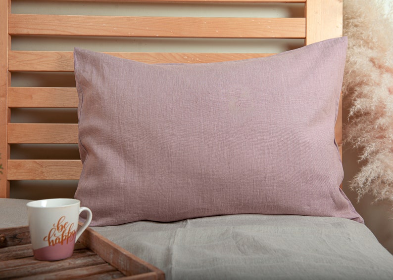 Linen pillowcase, Custom colour and size pillow cover, Pillow case with back envelope closure zdjęcie 3