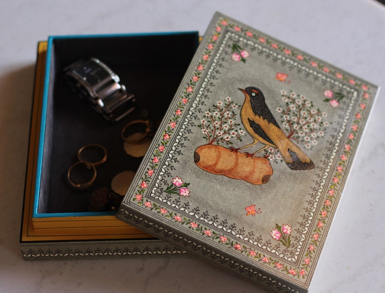Wooden earring box Handpainted |Premium Velvet Box Trinket storage Bracelet holder| Ring box Unique gift idea for all occasions
