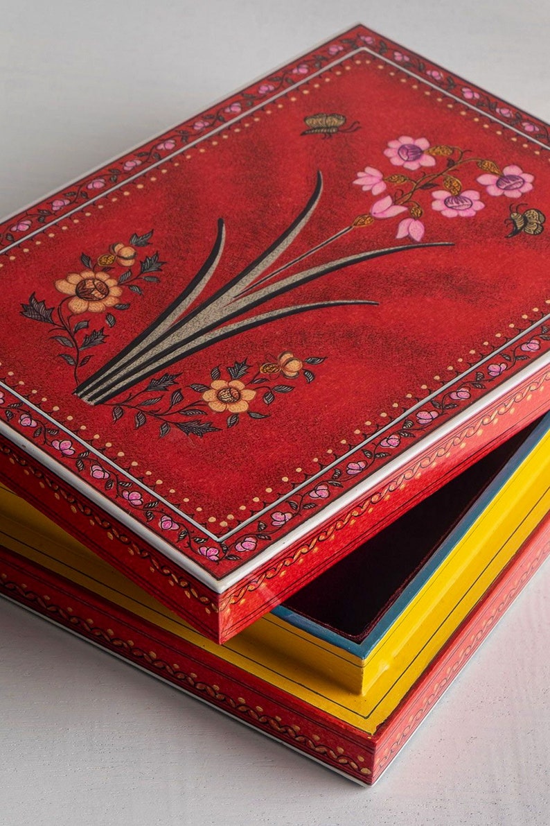 Wooden earring box Handpainted |Premium Velvet Box Trinket storage Bracelet holder| Ring box Unique gift idea for all occasions