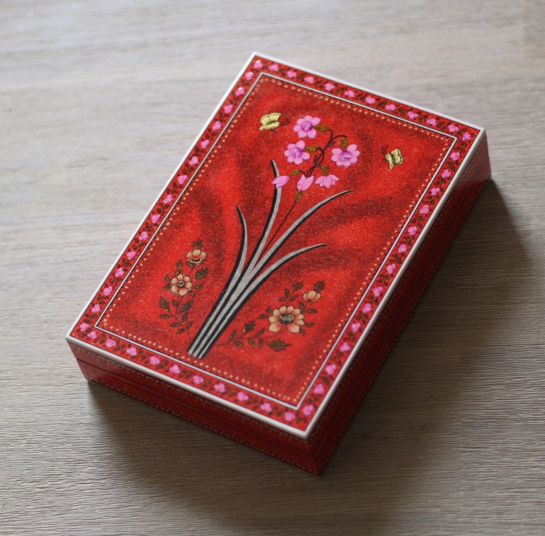Wooden earring box Handpainted |Premium Velvet Box Trinket storage Bracelet holder| Ring box Unique gift idea for all occasions