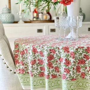 Nappe carrée nappe 150 cm, 180 x 180 cm 220 x 220 cm Nappe indienne en bloc  imprimé Coton haut de gamme motif floral -  France