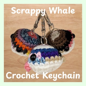 Scrap Crochet Whale Keychain | Handmade Ocean Charm | Cute Bag Accessory | Kawaii Whale Gift | Small Crochet Keychain