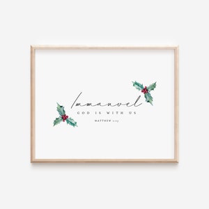 Matthew 1:23 Immanuel God is with us advent modern minimalist scripture christmas bible verse wall art christian home wall decor printable