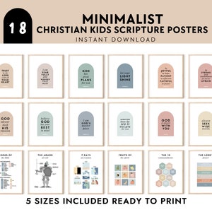Minimalist Kids Bible Verse Poster Set: Christian Education Decor (Digital Download)