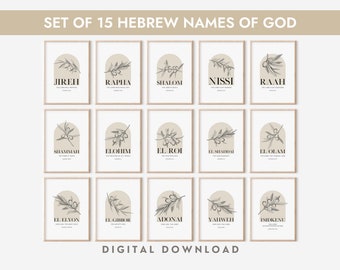 Hebrew Names of God Art Print: Minimalist Christian Wall Decor (Digital Download)
