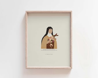 Impression de Sainte Thérèse de Lisieux : oeuvre d'art murale catholique minimaliste (téléchargement numérique)